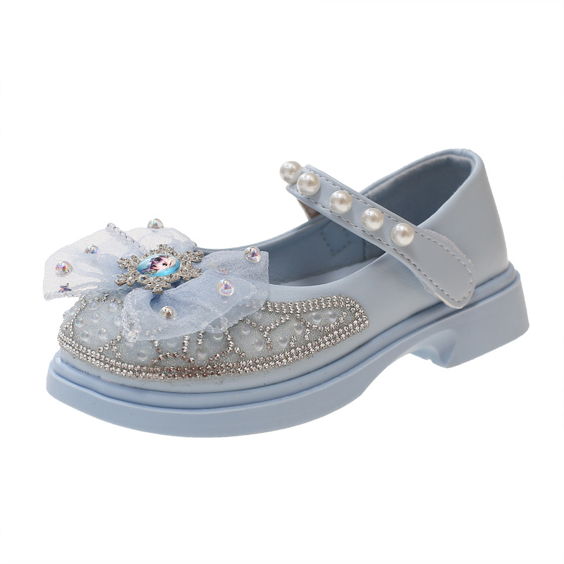 Zapatos de cristal para niñas zapatos de cuero princesa para niños 2025 nuevos zapatos de un solo niño arco de estilo extranjero zapatos de chicas
