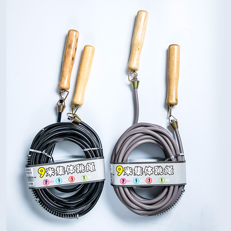 Cuerda de saltar colectiva expansión al aire libre actividades colectivas uso de múltiples personas mango de madera redondo nuevo examen entrenamiento de competencia cuerda de saltar