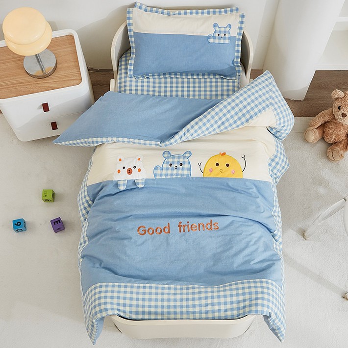 세 개의 작은 파란색 [A급 순면 워싱 면 - 모든 계절에 사용하기 쉽습니다]