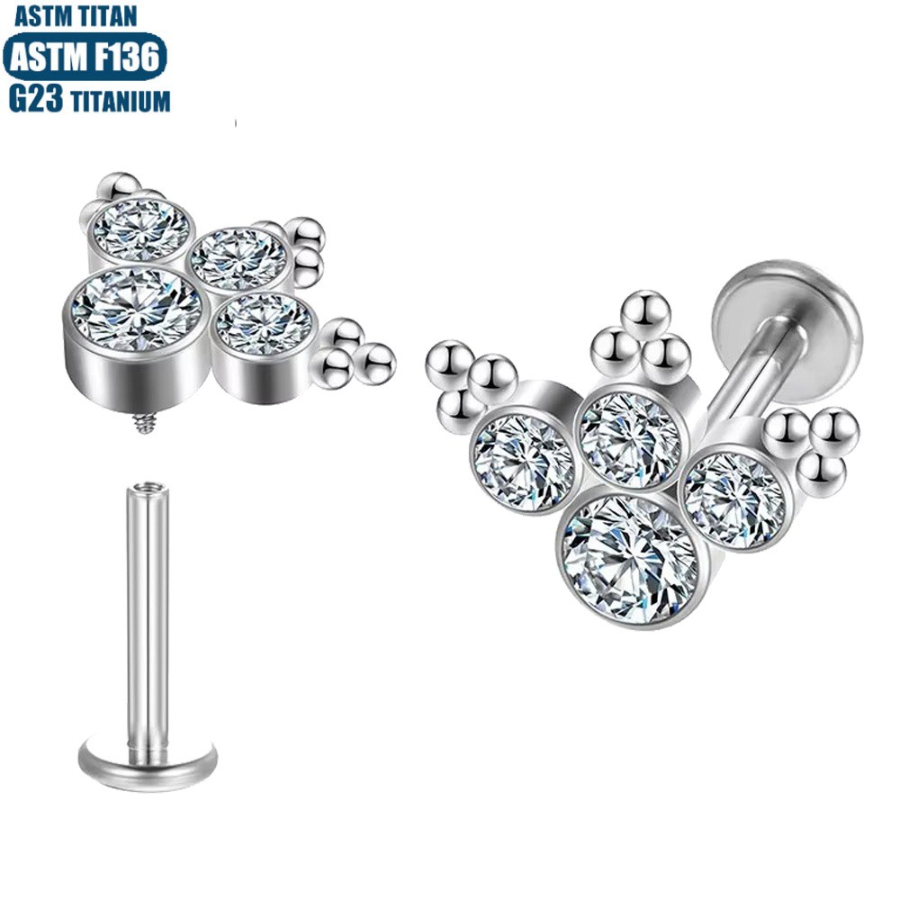 Labret stud lip piercing jewelry styling detail