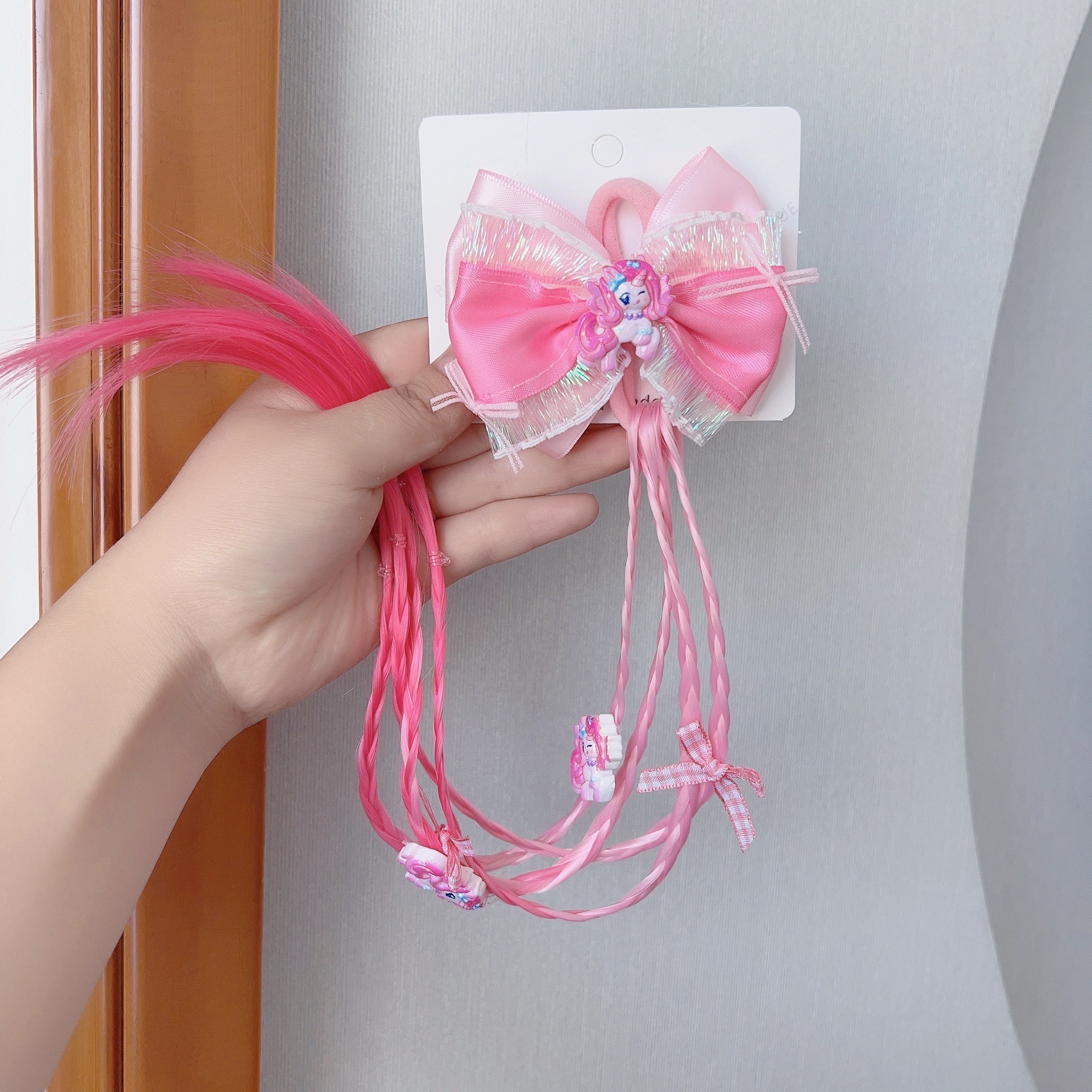 Niños pinas de cabello cola de caballo lengüeta bordilla unicornio adorable pinas de cabello niñas princesa arco toque de cabeza bebé