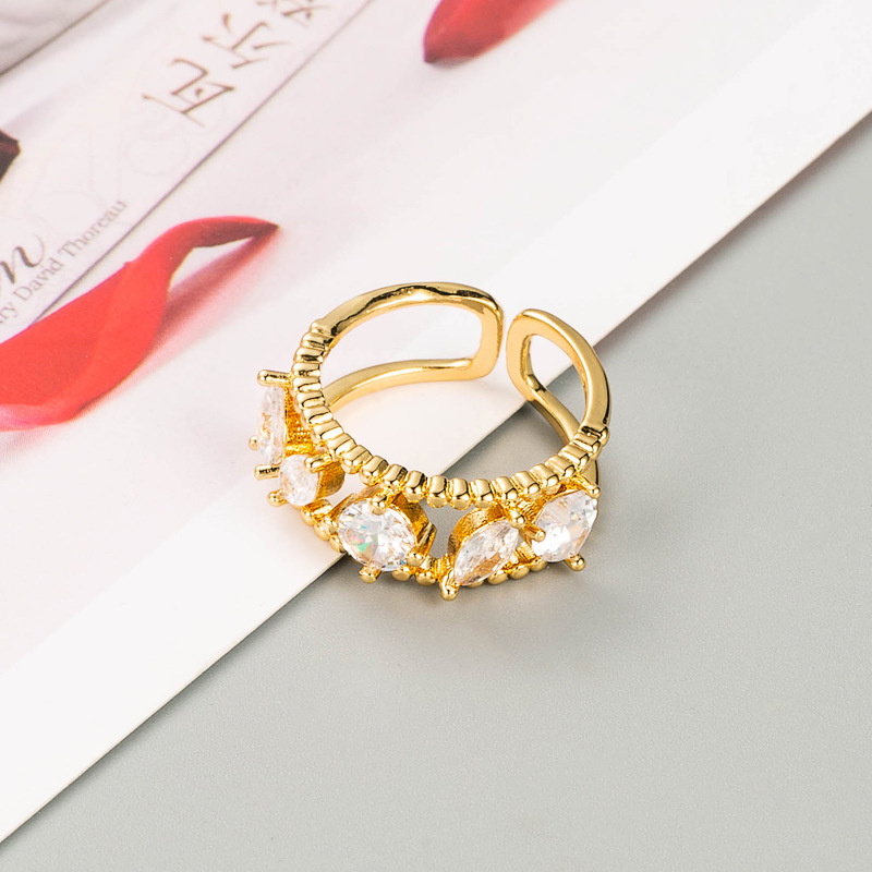 Fashion Heart-shaped Drop Oil Inlaid Zircon Opening Adjustable Ring display picture 7