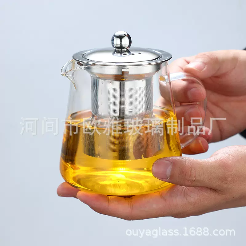 玻璃茶壶耐高温茶具套装加厚过滤煮茶茶水分离小花茶壶泡茶壶家用