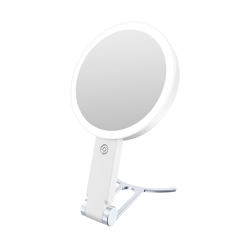 Amazon ポータブルハンドヘルド化粧鏡 5X 両面充電式旅行折りたたみ LED 化粧鏡ライト付き|undefined