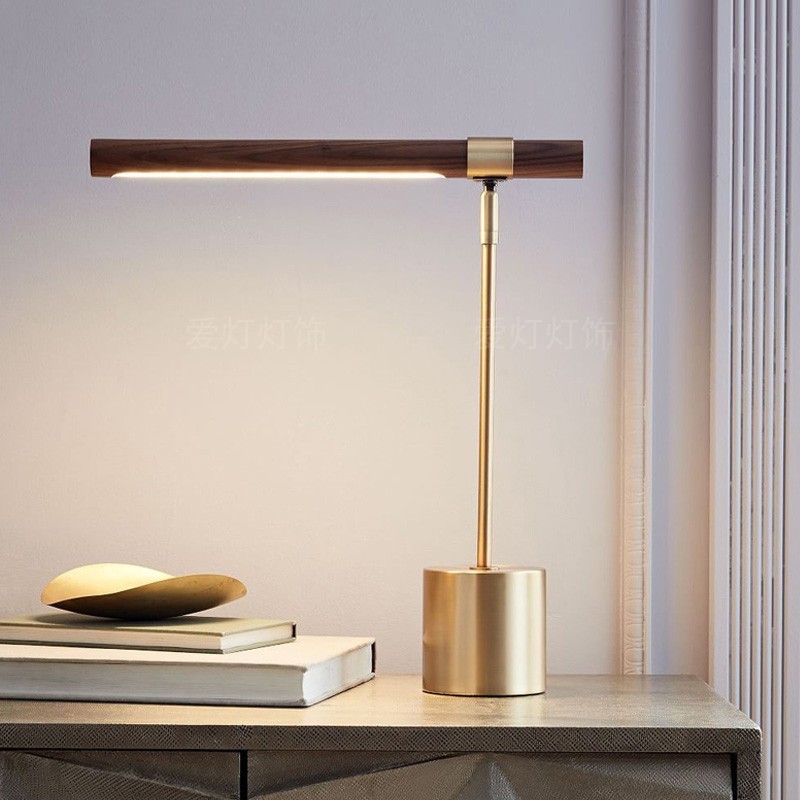 Nordic Bedside Table Lamp Living Room Modern Reading Desk Bedroom Business Folding Wood Grain Eye Protection Rotating Office Table Lamp