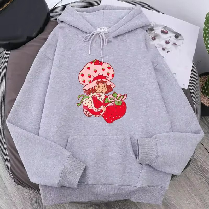Cartoon Strawberry Woman Hoodie Strawberry Shortcake Hoodie Top Long Sleeve Pocket Fashion Hooded Sweatshirt Cartoon Strawberry Woman Hoodie Strawberry Shortcake Hoodie Top Long Sleeve Pocket Fashion Hooded Sweatshirt