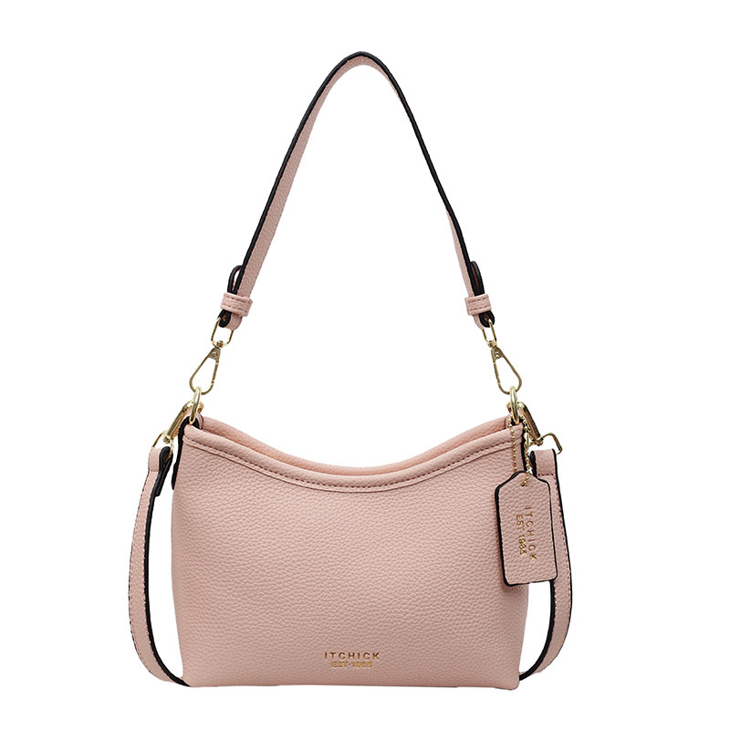 Bolsos populares de este año 2025 verano nuevo bolso femenino bolso de hombro con patrón de lichi simple bolso de mensajero con letras casuales