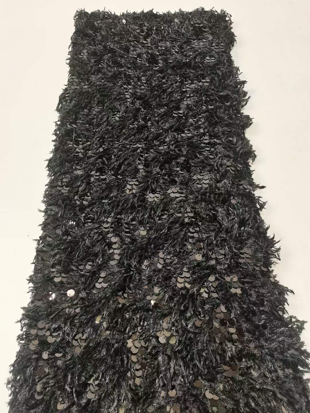 Nuevo xiangfei terciopelo bordado pieza de lana tela Otoño e Invierno vestido falda lentejuelas tridimensional encaje tela laceJX3001