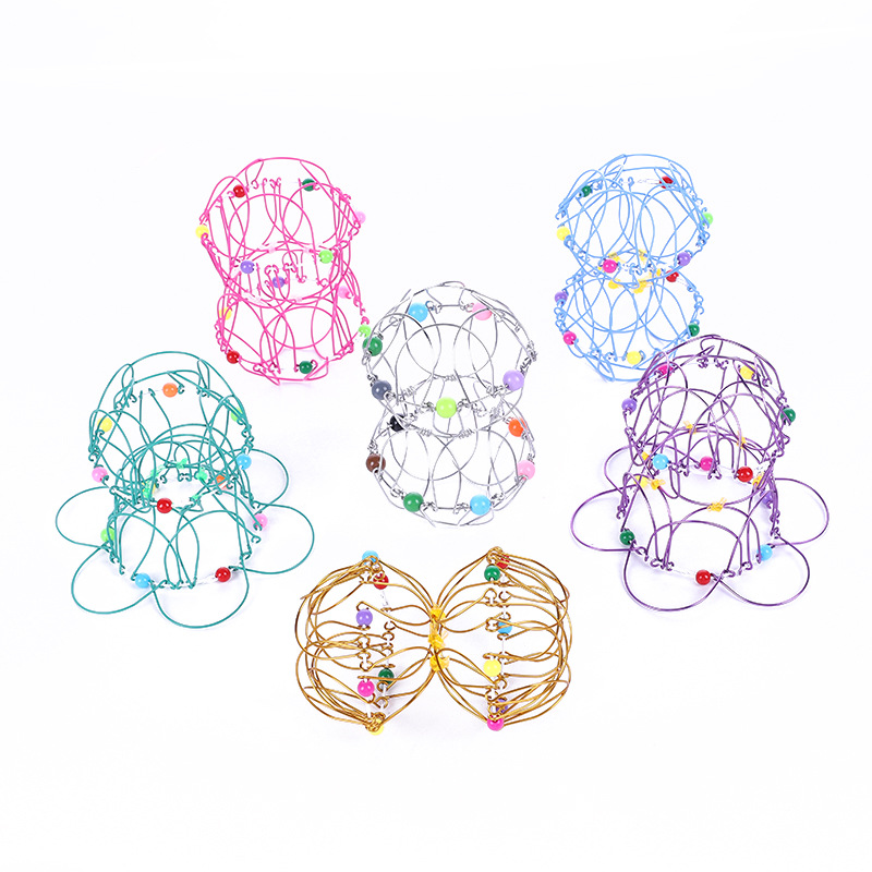Varied Flower Basket 36 Varied Soft Steel Magic Iron Ring Children's Nostalgic Toy Ornaments 36 Varied Iron Palm