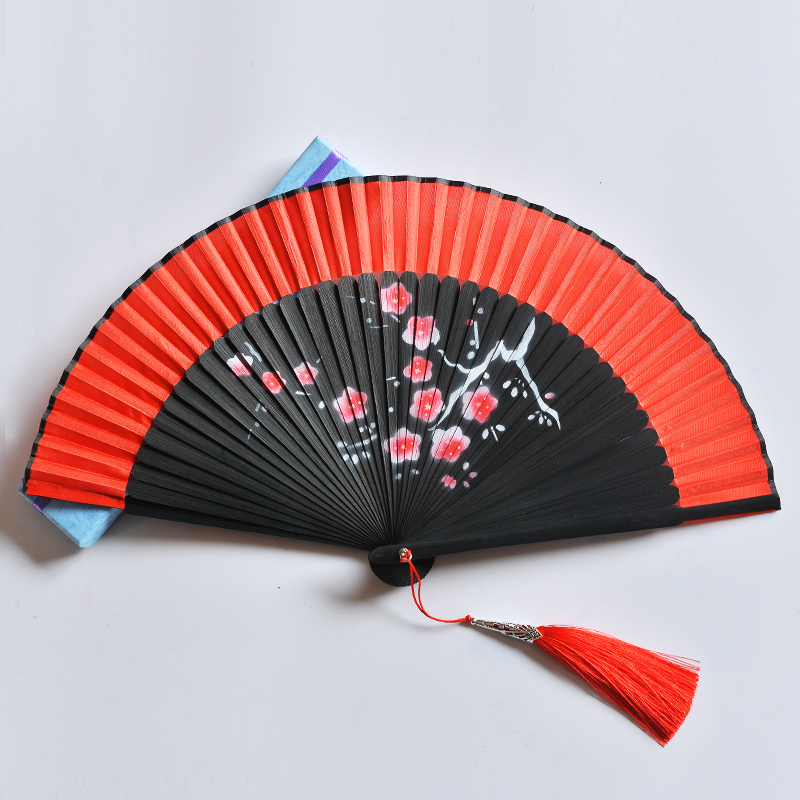 红色舞蹈扇子跳舞专用折扇古典舞中国风古风寄明月易开合扇子汉服