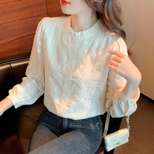 加绒加厚秋冬新款蕾丝打底衫女秋冬新款时尚洋气上衣显瘦百搭衬衫