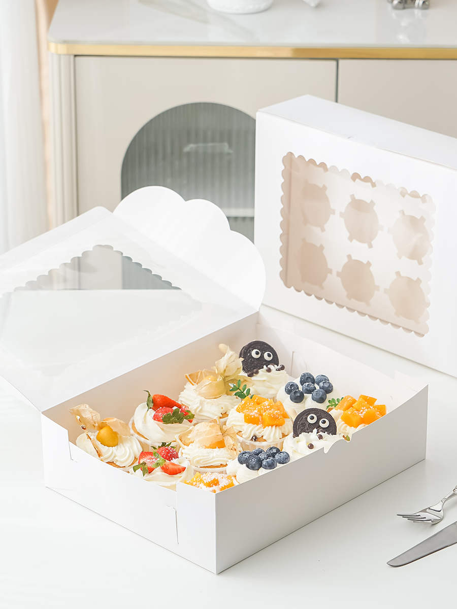 Caja de embalaje de cupcake, taza horneada, postre, muffin, ventana abierta transparente, 2 / 4 / 6 / 12, caja de embalaje