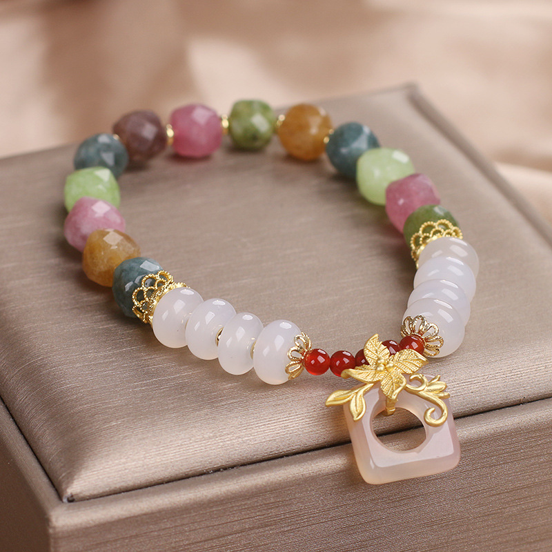 Nueva pulsera de cuentas de cristal de color chino lujoso ligero nicho delicado estilo nacional pulsera 2024 nueva explosión joyas de mano para mujeres