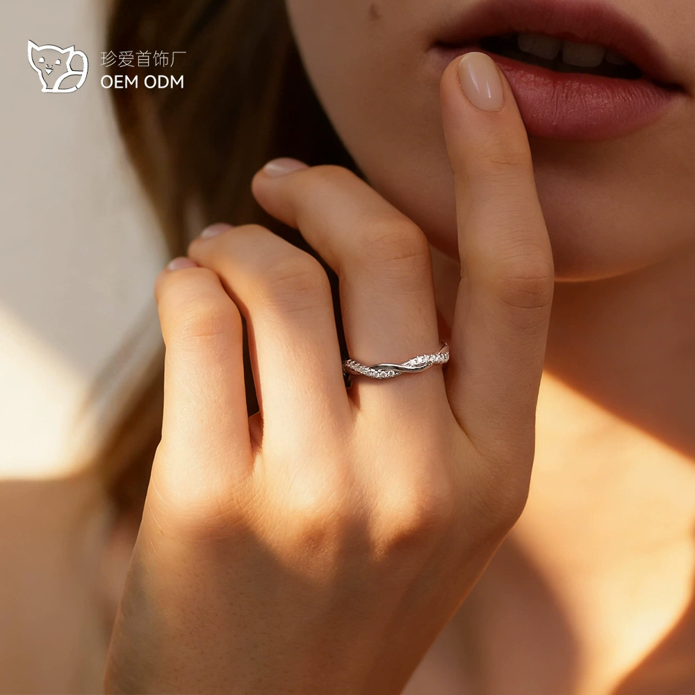 Кольцо с муассанитом для женщин, цвет D, серебро 925 пробы, обручальное кольцо, витая оправа, не тускнеет, хит продаж, индивидуальный заказ от производителя