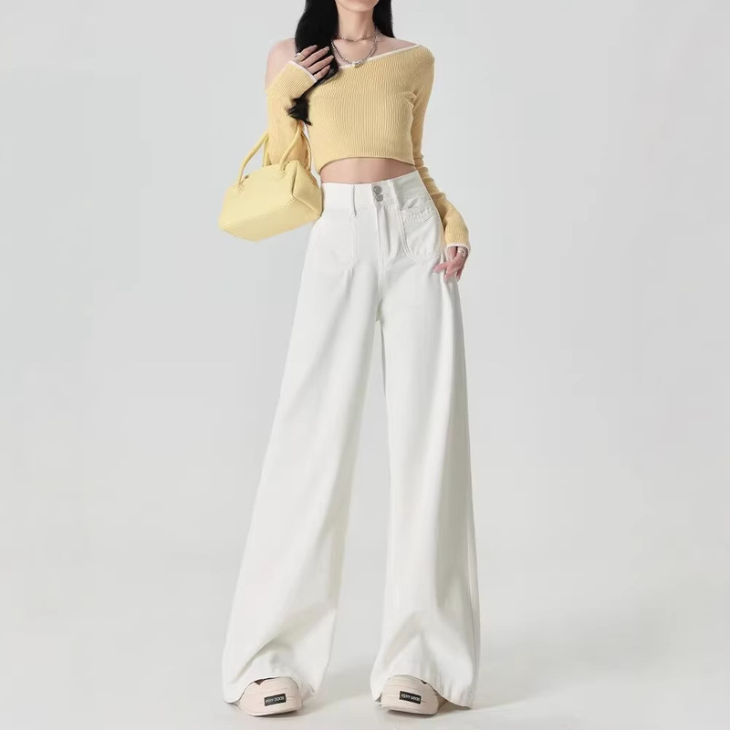 Fashionable American-Style Wide-Leg Jeans for Women, 2025 New Model, Suitable for Pear-Shaped Body, Petite, High-Waisted, Loose Fit, Slimming Fashionable American-Style Wide-Leg Jeans for Women, 2025 New Model, Suitable for Pear-Shaped Body, Petite, High-Waisted, Loose Fit, Slimming