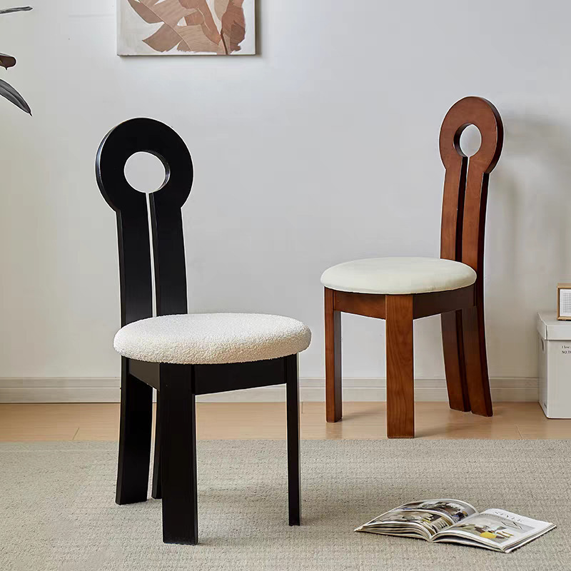 French Retro Solid Wood Dining Chair, Home Backrest Chair, Medieval Wabi-Sabi Style Chair, Simple Light Luxury Hotel Restaurant Table and Chairs