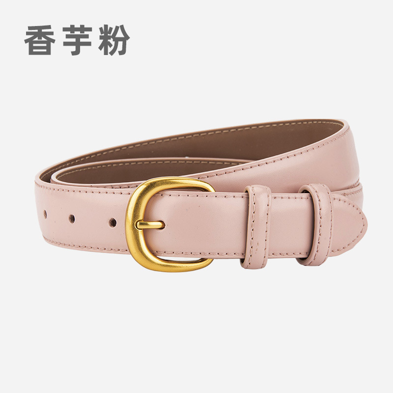 真皮腰带女士高级感配直筒牛仔裤百搭高级感简约金扣女士皮带工厂|undefined