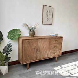诧寂风老榆木多抽屉收纳柜客厅落地时双开门餐边柜茶室茶具收藏柜