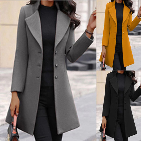 (Cross-border trading), winter long jacket, woolen coat, Korean style, mid-length, European style