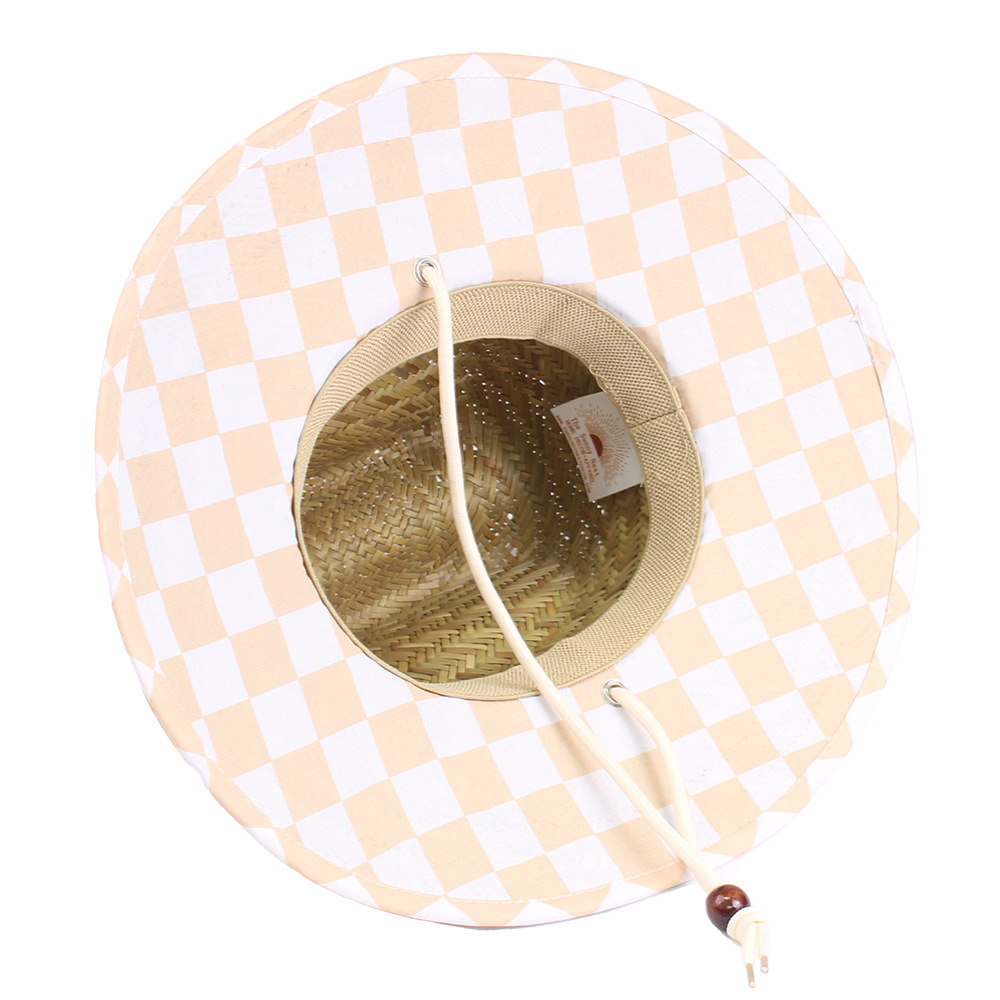 Sombrero de paja para hombre estilo playa, diseño salvavidas, moda verano 2024