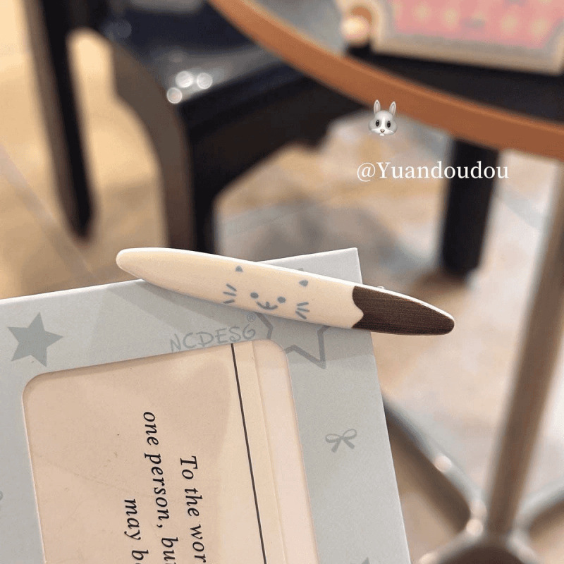 甜美少女猫咪蓝咖色调条纹发卡时尚少女侧边刘海夹头饰百搭|undefined