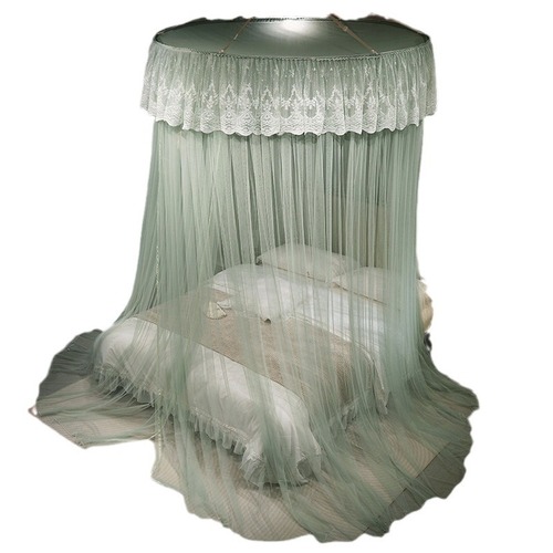 Cross-border beautiful lace ceiling mosquito net, hanging type household curtain, floor-standing, no installation required, round top double mosquito net, factory wholesale