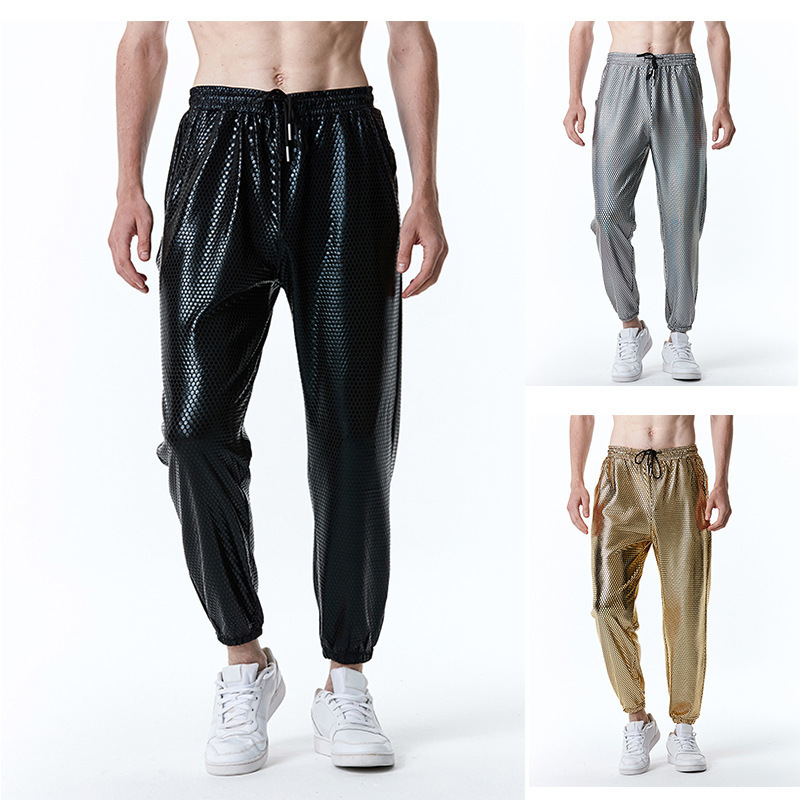 2025 New European Size Men's Fashion Trend 70S Disco Clothing Diamond Hot Stamping Printed Casual Pants for Men 2025 New European Size Men's Fashion Trend 70S Disco Clothing Diamond Hot Stamping Printed Casual Pants for Men