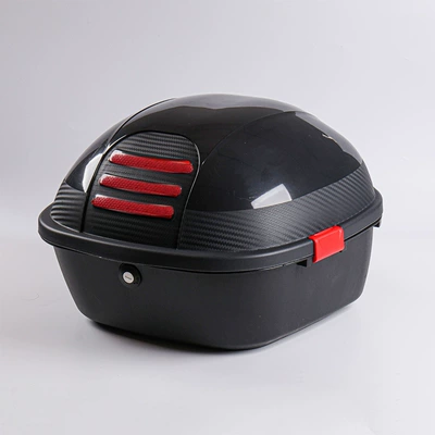 Free Shipping, Taller and Larger Motorcycle Trunk Reflective Strip, Electric Vehicle Trunk, Large Capacity Battery Vehicle Rear Storage Box (Motorcycle trunk) - dazzling-black-free-installation-pack-random-stickers