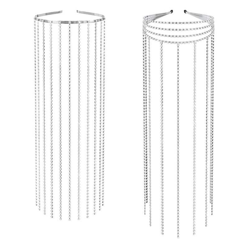 Cadena de cabello trenzado de diamantes de imitación de aleación de color transfronterizo, cadena de trenzas sucias para mujer, borla, cadena de cabello sucia para mujer, banda para el cabello, diadema al por mayor