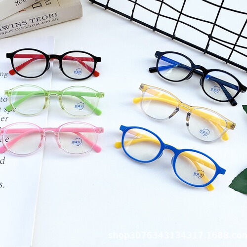 Colorful Children's Online Class Cute Silicone Soft Leg Anti-Blue Light Glasses Computer Phone Eye Protector for Boys and Girls Elementary Students