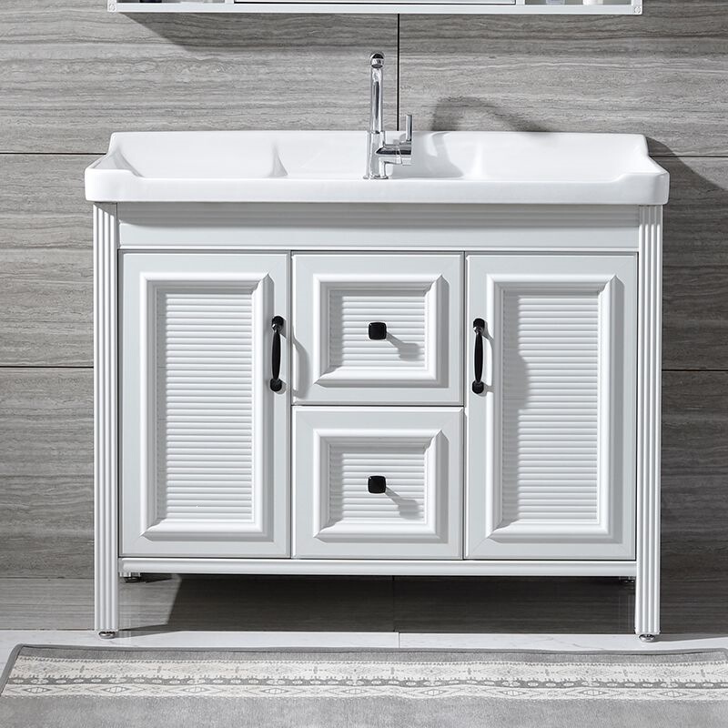 Space Aluminum Bathroom Cabinet with Integrated Ceramic Basin, Washbasin Cabinet Combination, Integrated Countertop Washbasin for Bathroom