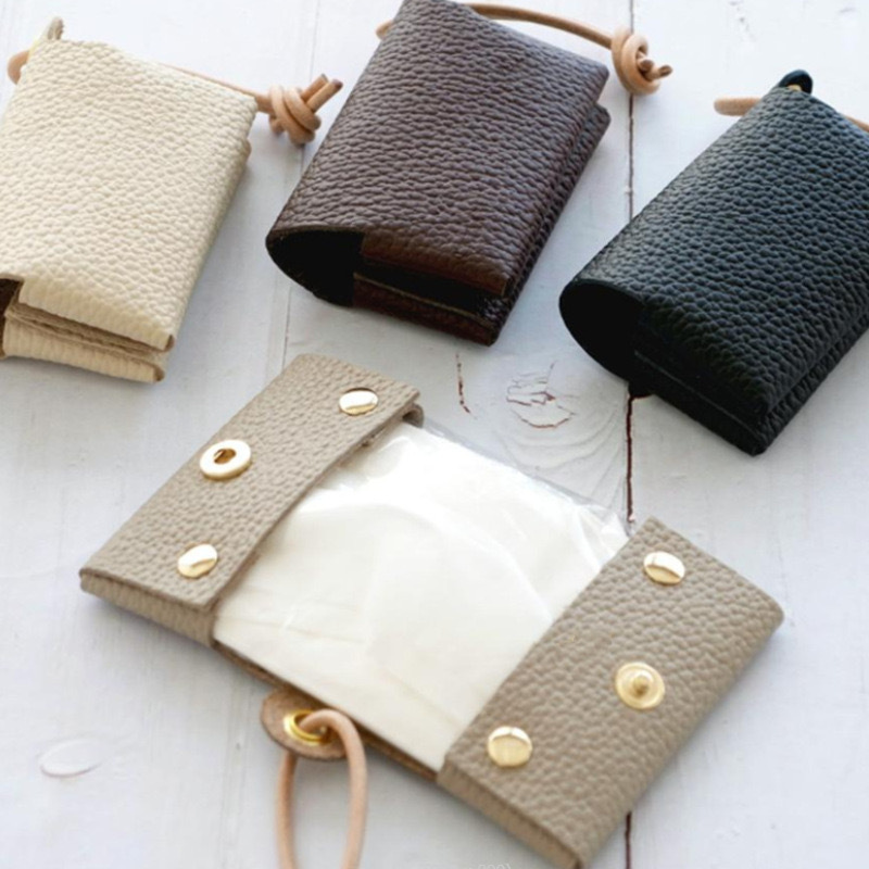 Japanese-style Mini Leather Paper-drawing Case Portable-drawing Tissue Storage Leather Case Folding PU Leather Tissue Bag Storage Bag