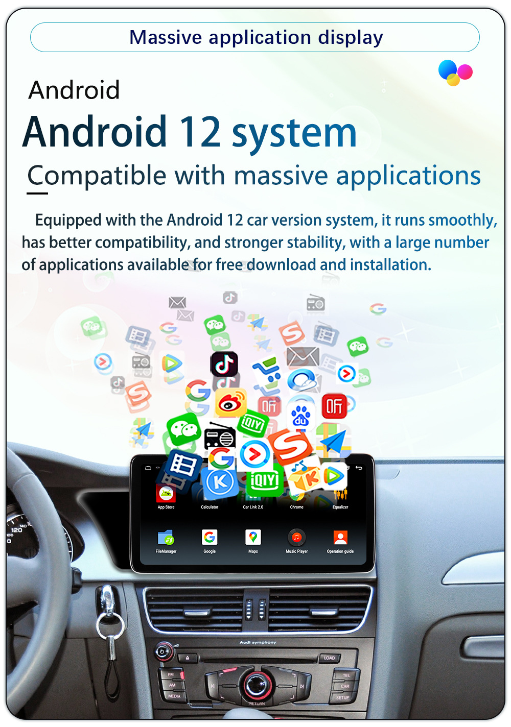 Suitable for 09-16 Audi A4L/A5 10.25inch Android 4g Navigation 360 Panoramic Wireless Carplay Integrated
