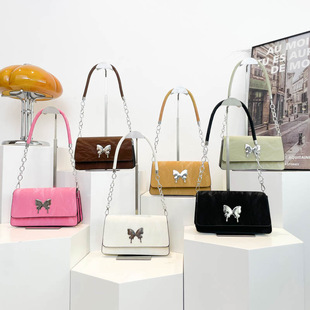 Fashionable simple bow portable underarm women's bag 2024 cross-border new chain popular shoulder commuter small square bag