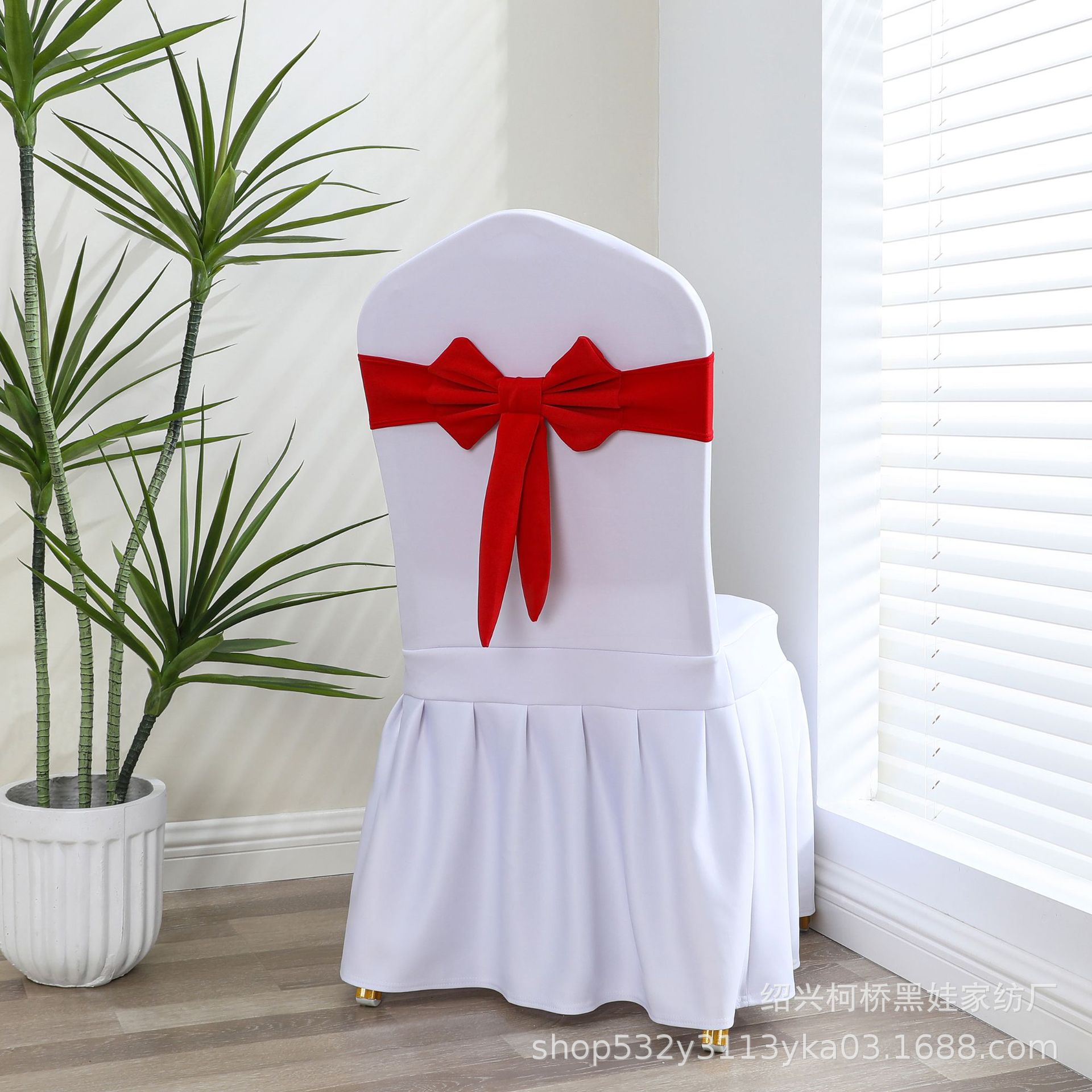 No-tie elastic chair back decoration wedding hotel chair cover bow banquet chair cover elastic chair back flower strap