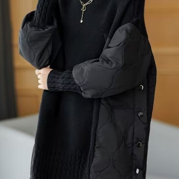 European High-Neck Sweater for Women 2025 Autumn and Winter New Thickeneded Loose Outer Wear Lazy European Splicing Quilted Top European High-Neck Sweater for Women 2025 Autumn and Winter New Thickeneded Loose Outer Wear Lazy European Splicing Quilted Top