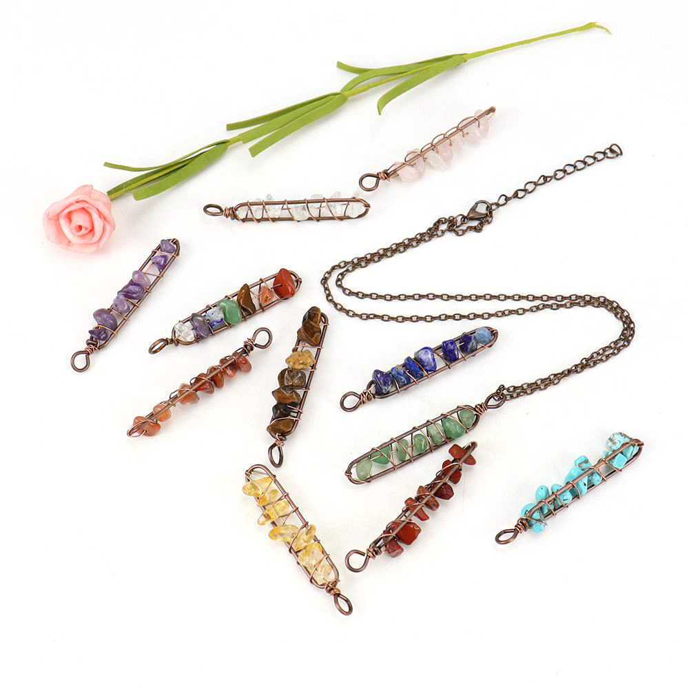 New Vintage Handmade Winding Colorful Crystal Gravel Amethyst U-shaped Pendant Necklace Wholesale N687 display picture 2