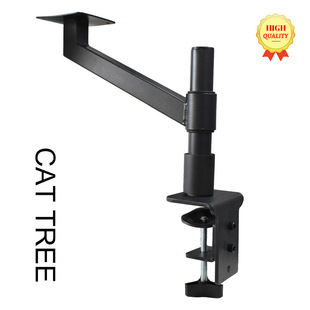 Clip-On Floating Cat Nest Stand for Office Desk, No-Drill, 360-Degree Rotation, Height-Adjustable Cat Holder