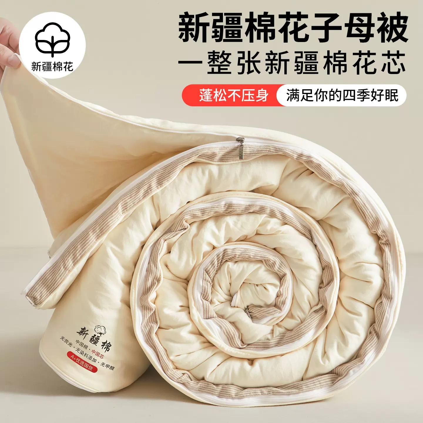 A类水洗棉立体新疆棉花被子母被秋冬加厚保暖被四季通用款