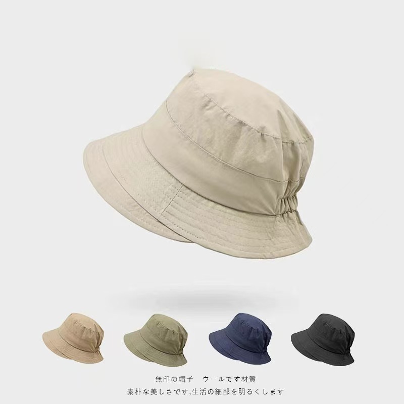 夏の日系百合漁師帽女性紫外線防止帽子純色女性モデルファッション大頭囲バケツ速乾|undefined