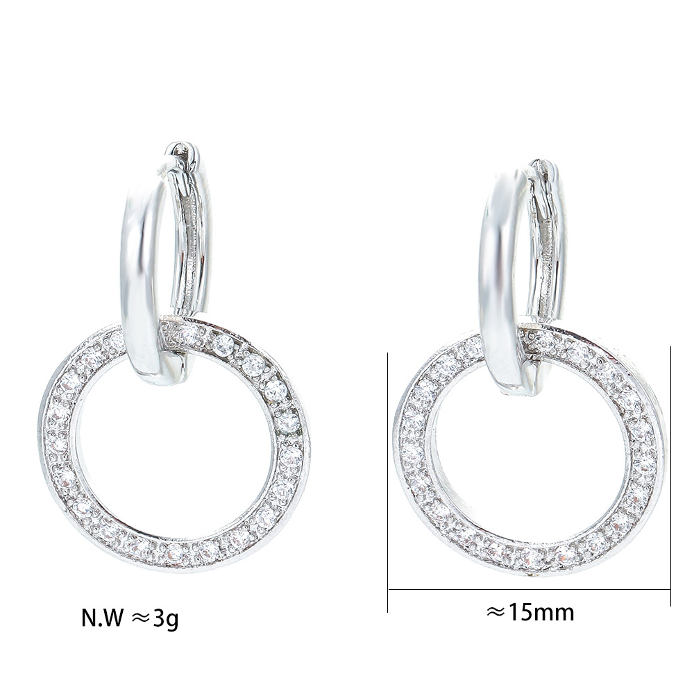 Women'S Gender Plating, Inlay Design Simple Style Circle Copper Earrings Plating Inlay Zircon Copper Earrings