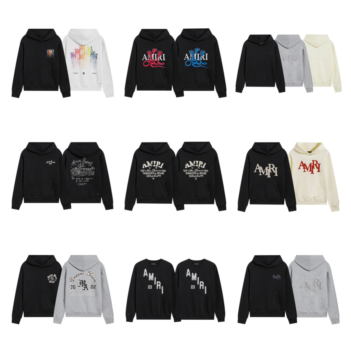 Cross-border AM1RI trendy brand sweatshirt with cracked letter logo, splatter paint graffiti hoodie, couple's sweater