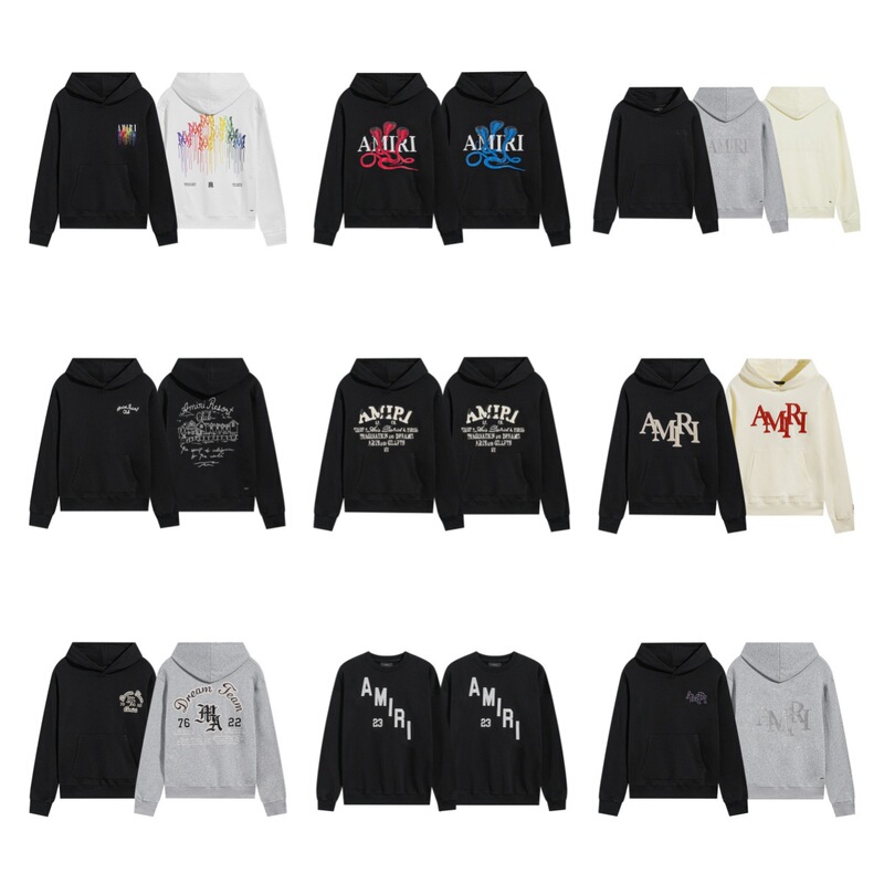 Cross-border AM1RI trendy brand sweatshirt with cracked letter logo, splatter paint graffiti hoodie, couple's sweater, all cotton