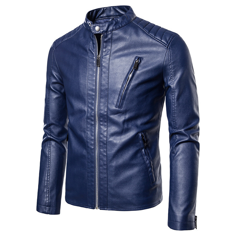 Cross-border men's leather jacket stand collar cardigan motorcycle jacket European and American men's Amazon foreign trade spring coat wholesale