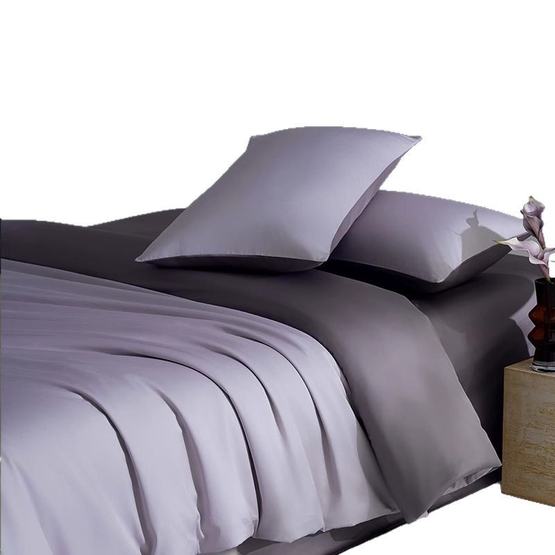 100 piezas de algodón de fibra larga de Xinjiang, juego de cuatro piezas, 100 piezas de satén de algodón puro, color sólido, estilo de lujo ligero de alta gama, juego de tres piezas al por mayor