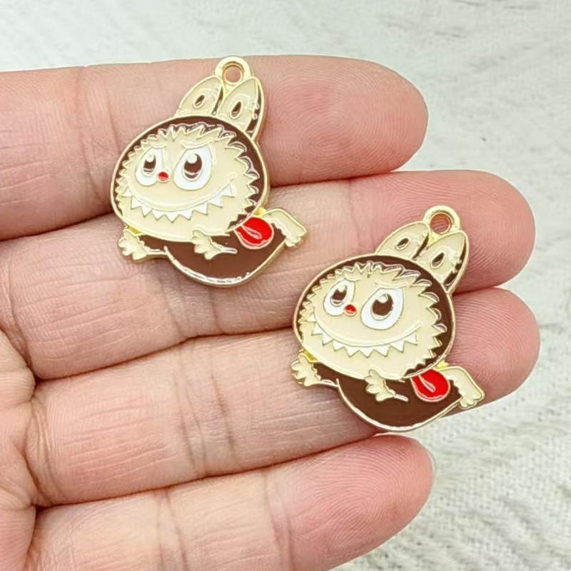 漫画ラブブ DIY オイルドリップ合金ジュエリーアクセサリーペンダントネックレスキーホルダーイヤリングペンダント|undefined