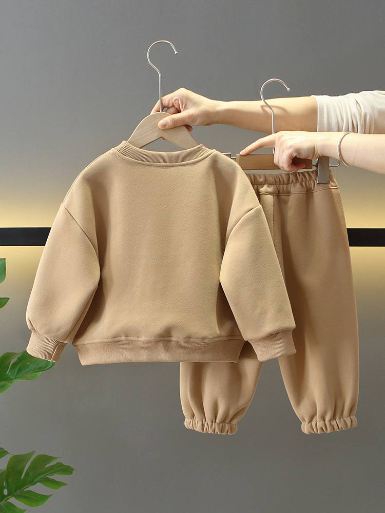 7673 traje de primavera para niños 2025 nuevo suéter de estilo occidental para niños de dos piezas ropa coreana de primavera y otoño para bebés