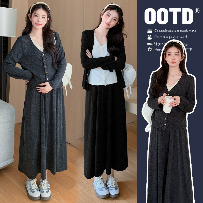 Съемка на месте ~ Осенние и зимние поддельные два топа из свиного носа и полуюбки