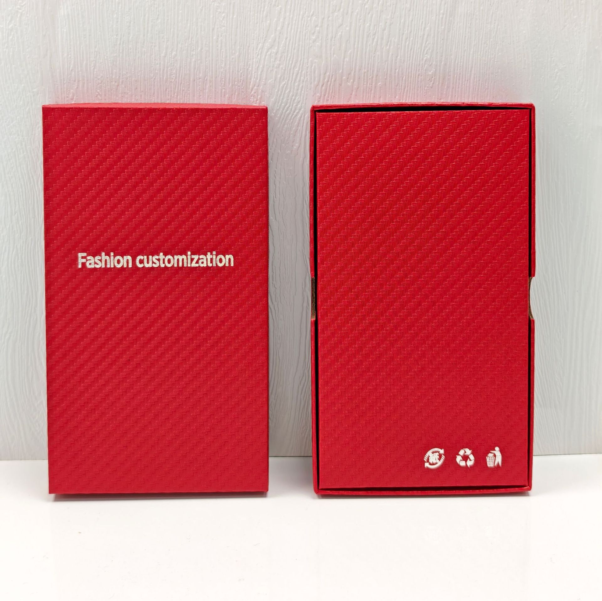 빨간색 두꺼운 판지, 은박 핫 스탬핑 공예 (183*105*23)mm + 이중 EVA 플록 면