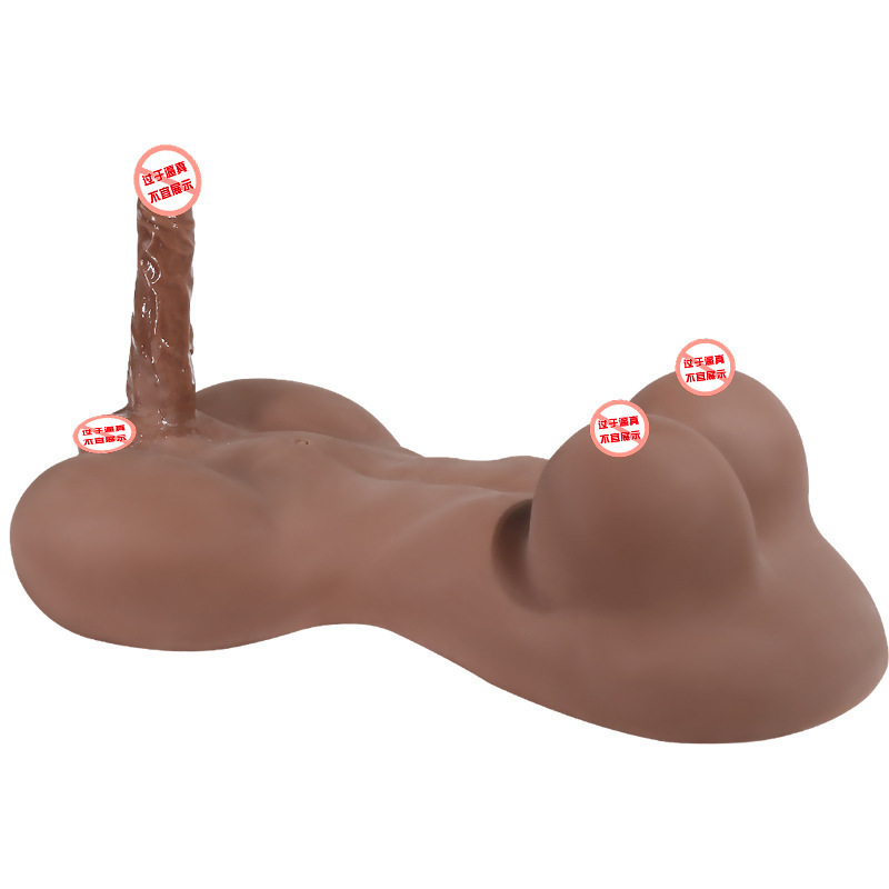 Jiuai Non-Inflatable Half-Body Sex Doll with Artificial Dildo, TPE, Black-Purple — detail image 3